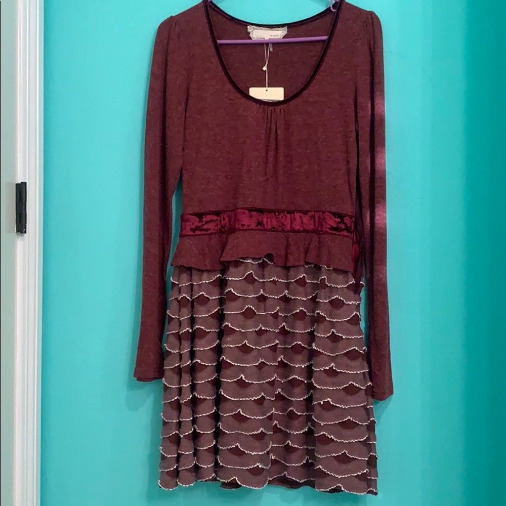 A’reve Wine Red Long Sleeve Dress Size M